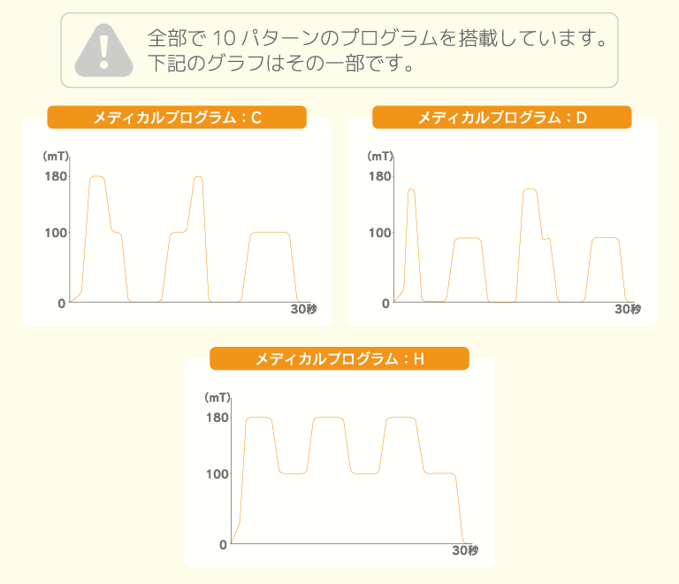 テスラメイトSXのメディカルプログラムパターン図